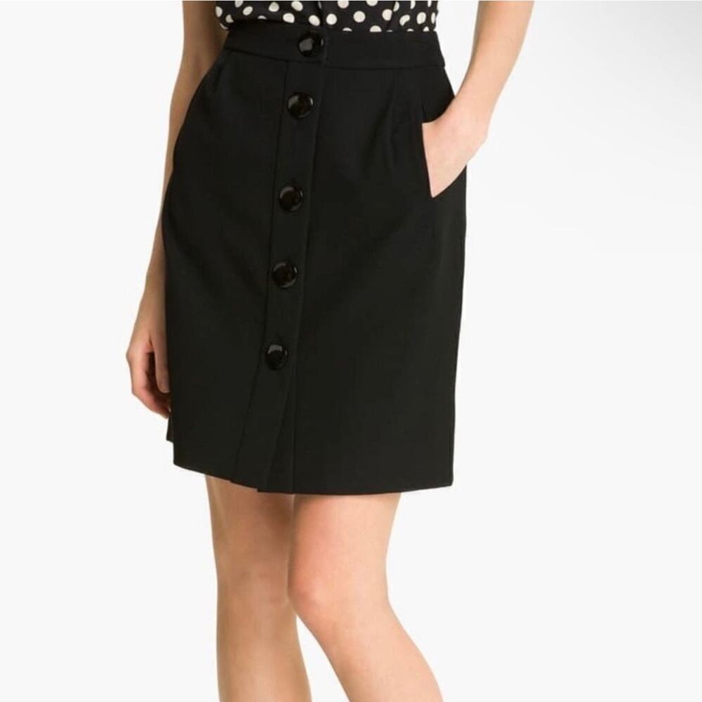Kate Spade Pleated Button Down Wool Skirt Women's Black Size 4